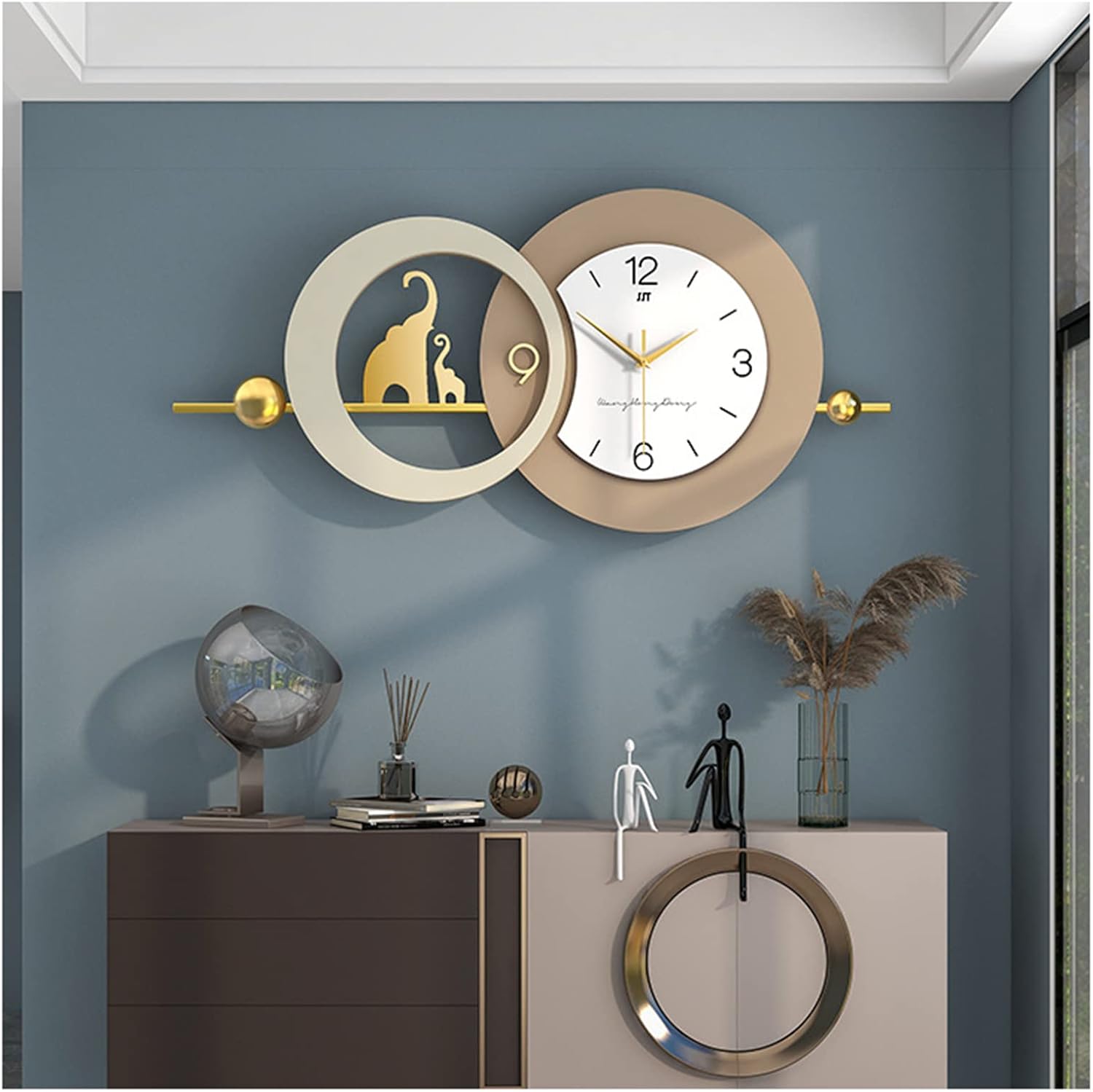 Wall Clock for Living Room Background Wall Watch,39.4 x 18.9 in