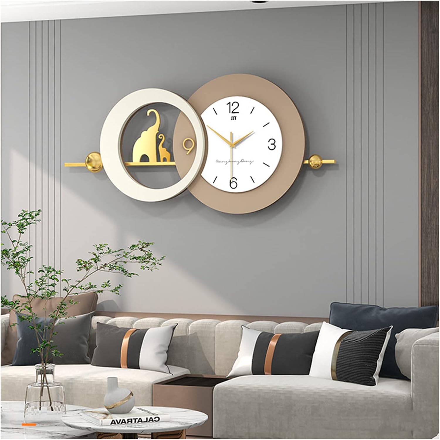 Wall Clock for Living Room Background Wall Watch,39.4 x 18.9 in