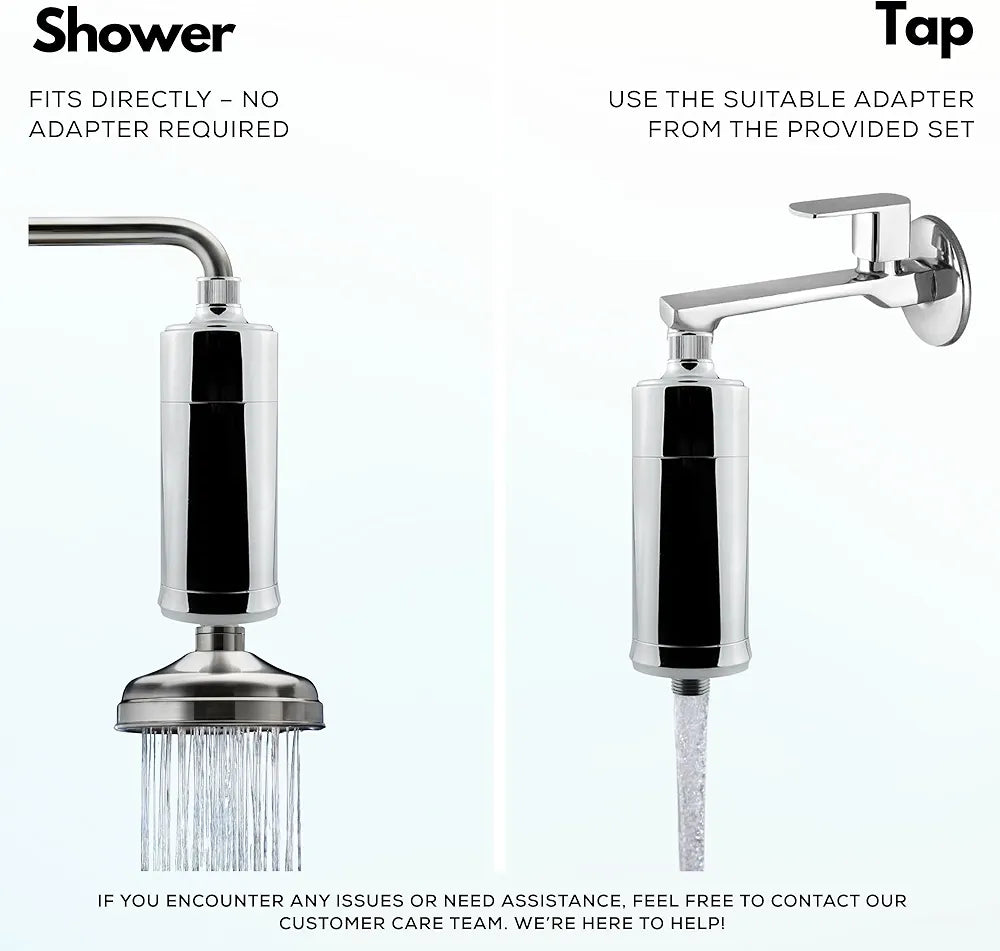 Life Harbor 15-stage Shower And Tap Water Softener For Bathroom | Filter For Hard Water And Chlorine | With Adapters | Shower Filter For Hard Water Gives Healthy Skin, Hair & Nails